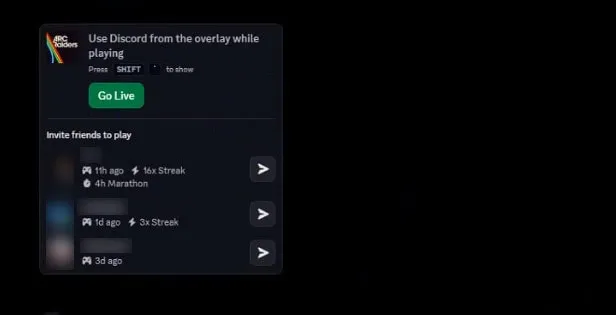 The Discord overlay showing in-game on the ARC Raiders loading screen