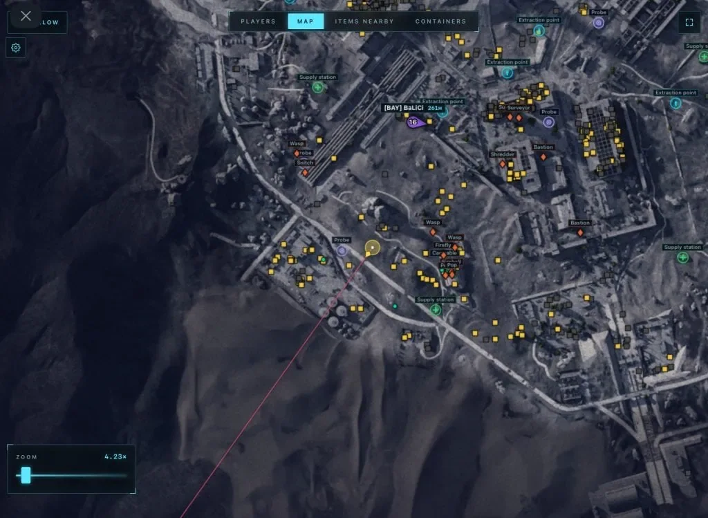 ARC Raiders browser radar: gameplay with the cheat active