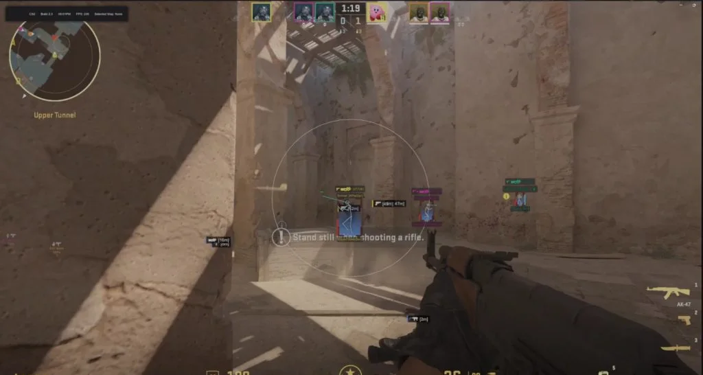 Counter-Strike 2 gameplay aiming with Ares ESP marking enemies through walls