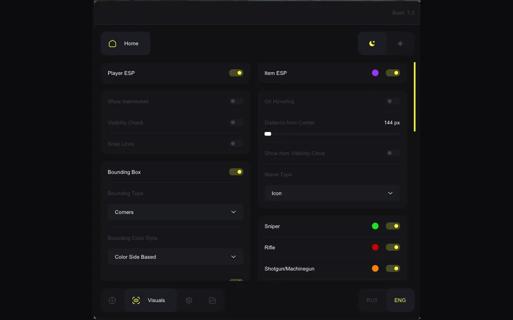 Counter-Strike 2 wallhack ESP menu with player boxes, skeletons, health and armor bars