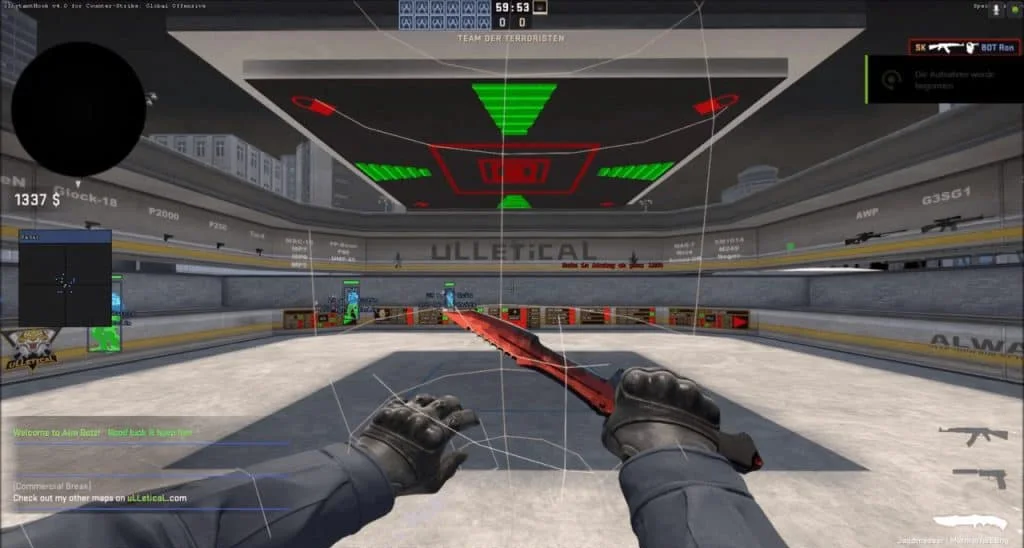 Counter-Strike 2 gameplay showing the Fecurity aimbot FOV on a target