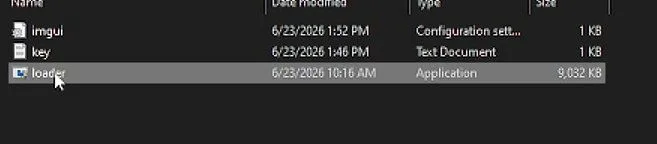 The extracted FUTX loader folder in Windows Explorer with the loader application selected