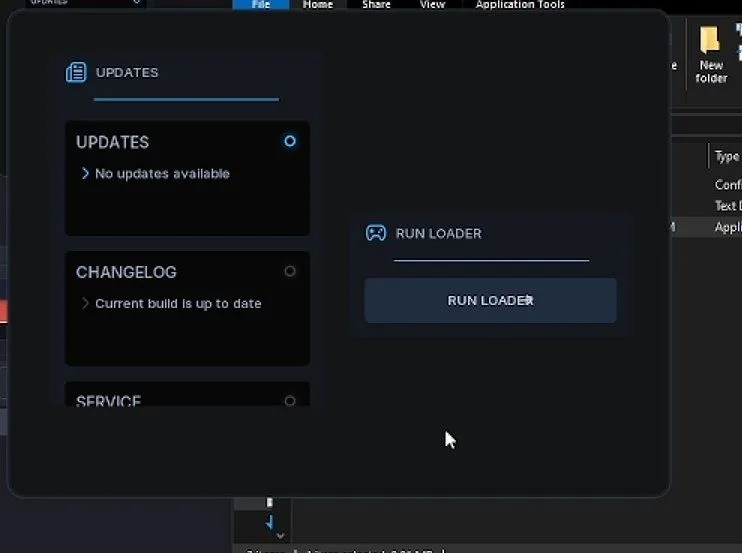 The FUTX loader window with a key field and a Run Loader button