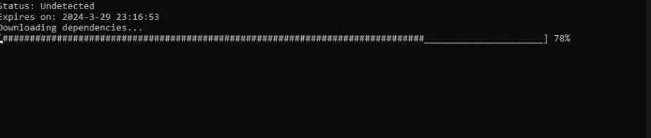 The loader showing Status Undetected and downloading its dependencies