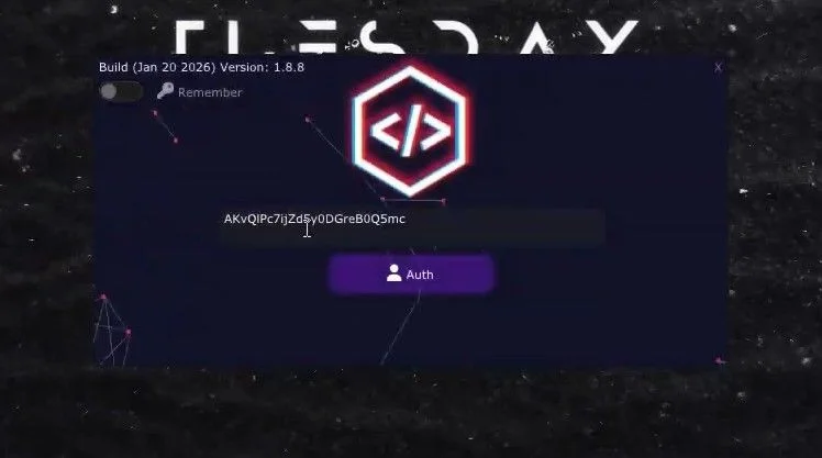 The Visor loader window with a serial-key field and an Auth button