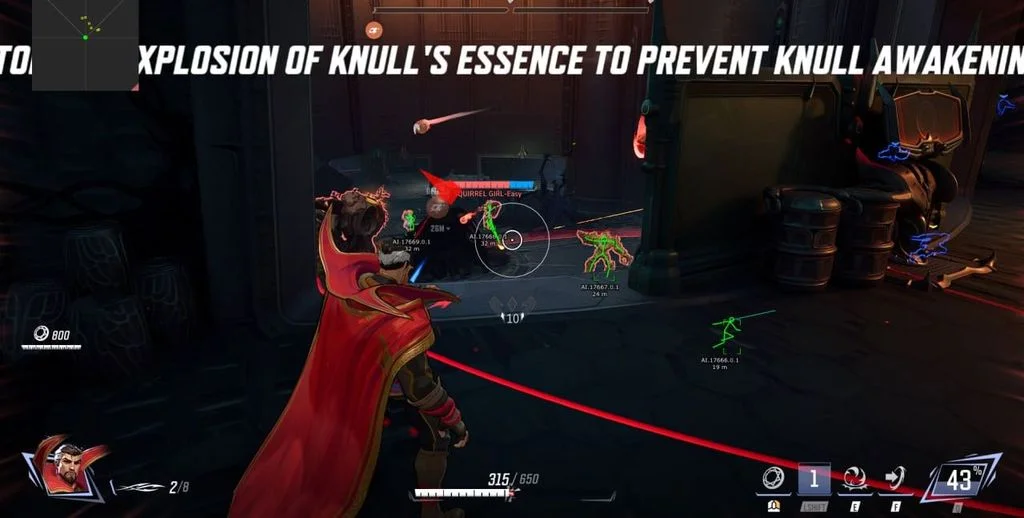 Visor aim FOV with skeleton and distance ESP on enemy heroes