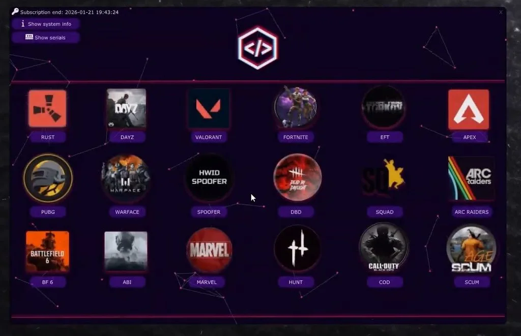 The Visor loader game list with Valorant among the supported titles